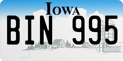 IA license plate BIN995