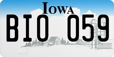 IA license plate BIO059