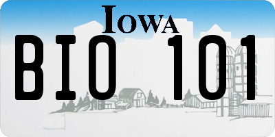 IA license plate BIO101