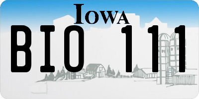 IA license plate BIO111