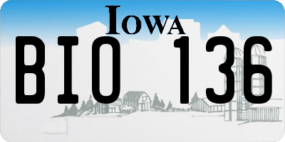 IA license plate BIO136