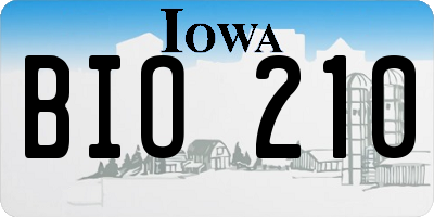 IA license plate BIO210