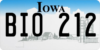 IA license plate BIO212