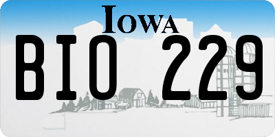 IA license plate BIO229