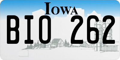 IA license plate BIO262
