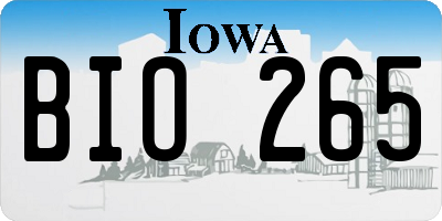 IA license plate BIO265