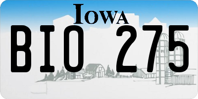 IA license plate BIO275