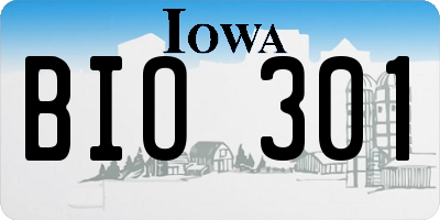 IA license plate BIO301