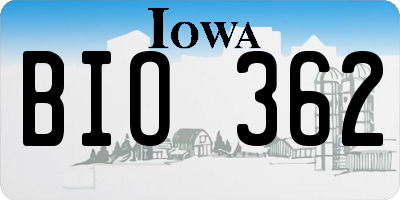 IA license plate BIO362