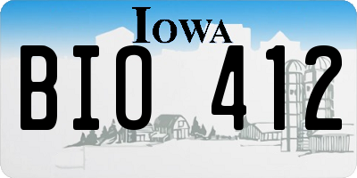 IA license plate BIO412