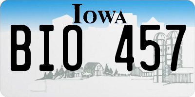 IA license plate BIO457