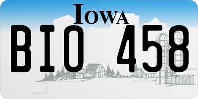 IA license plate BIO458