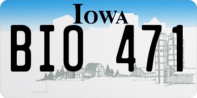 IA license plate BIO471