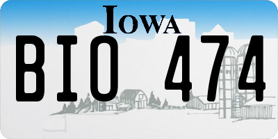 IA license plate BIO474