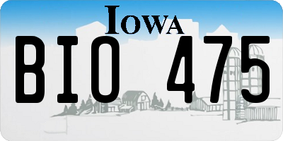 IA license plate BIO475