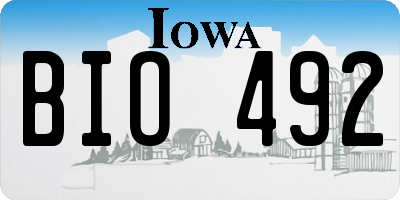 IA license plate BIO492