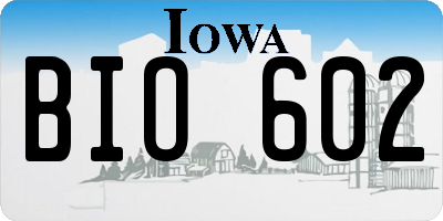 IA license plate BIO602