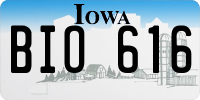 IA license plate BIO616
