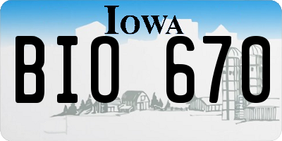 IA license plate BIO670