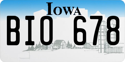 IA license plate BIO678