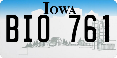 IA license plate BIO761
