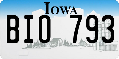 IA license plate BIO793