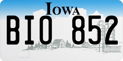IA license plate BIO852