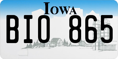 IA license plate BIO865