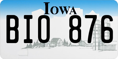 IA license plate BIO876