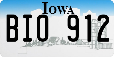 IA license plate BIO912
