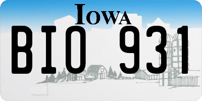 IA license plate BIO931