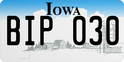 IA license plate BIP030