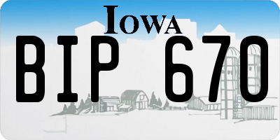 IA license plate BIP670