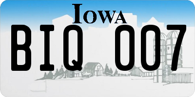 IA license plate BIQ007