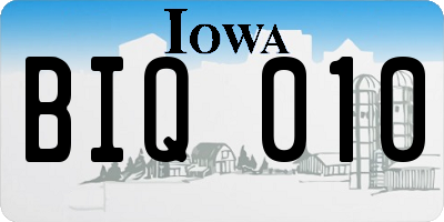 IA license plate BIQ010