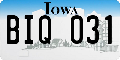 IA license plate BIQ031