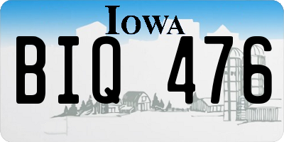 IA license plate BIQ476