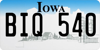 IA license plate BIQ540