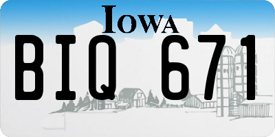 IA license plate BIQ671