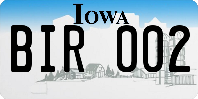 IA license plate BIR002