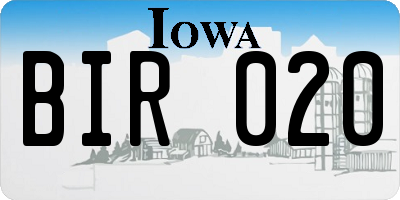 IA license plate BIR020