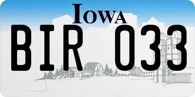 IA license plate BIR033