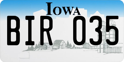 IA license plate BIR035