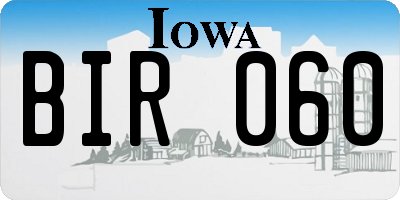 IA license plate BIR060