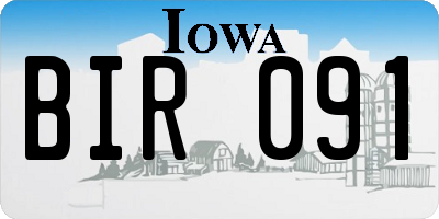 IA license plate BIR091