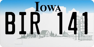 IA license plate BIR141