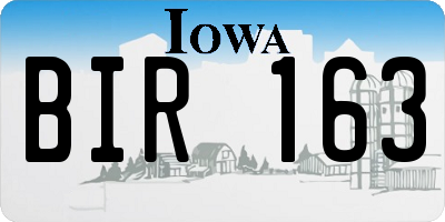IA license plate BIR163