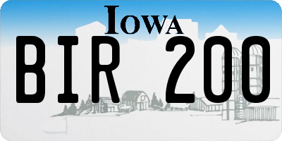 IA license plate BIR200