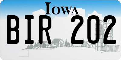 IA license plate BIR202