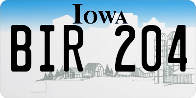 IA license plate BIR204